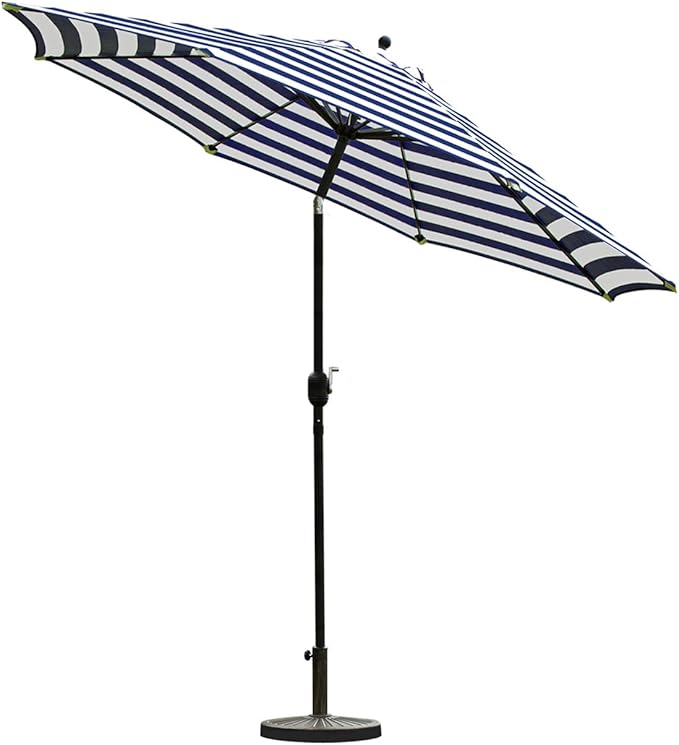 Sunnyglade 9' Patio Umbrella Outdoor Table Umbrella with 8 Sturdy Ribs (Blue and White)