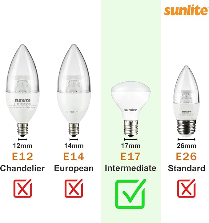 Sunlite Incandescent C9 Colored Night Light Bulb, 7 watts, 120 Volts, Intermediate E17 Screw Base, 2000 Rated Hours, Christmas-Lights Nightlight, Orange, 25 Pack