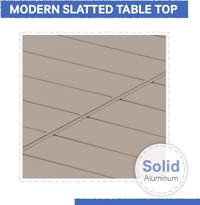 Soleil Jardin Aluminum Patio Extendable Dining Table, 35" - 71", Adjustable Indoor Outdoor Furniture Rectangle Table for 4-6 Person Porch Deck Garden, Flaxen