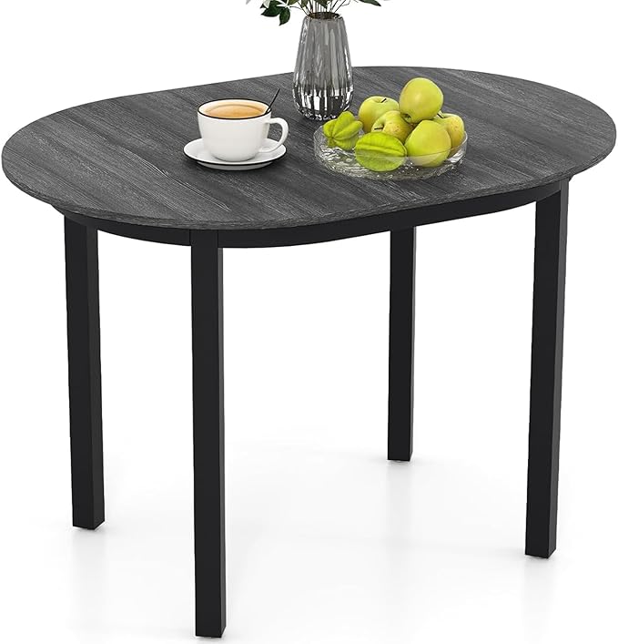 Giantex 43" Wooden Dining Table for 2-4 People, Oval Kitchen Table w/Rubber Wood Legs, Farmhouse Dining Room Desk for Small Place Apartment, Home Office Living Room Furniture, Load 260 LBS
