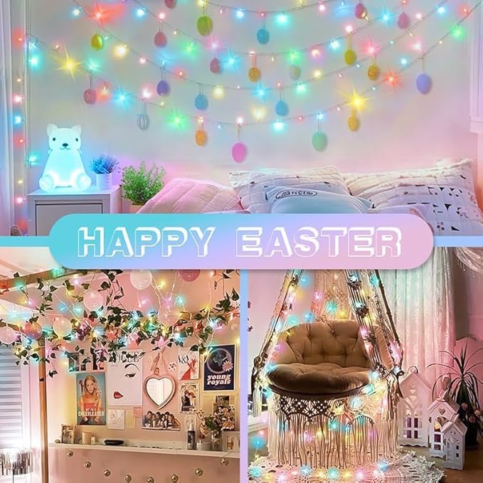 99ft Pastel Easter Lights String, Christmas Mini Light, 300 LED with 16 Light Modes, easter Fairy Lights Plug in for Outdoor Xmas Trees Garland Wreath Holiday Decorations(Green Warm Pink Blue Purple)
