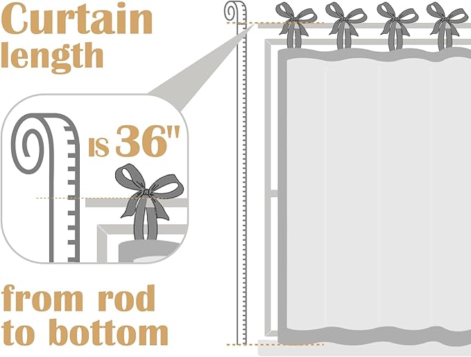 jinchan Tie Top Linen Kitchen Curtains 36 Inches Striped Tier Curtains Farmhouse Modern Cafe Style Small Window Treatments Airy Light Filtering Rod Pocket for Living Room Bathroom 2 Panels Sage Green