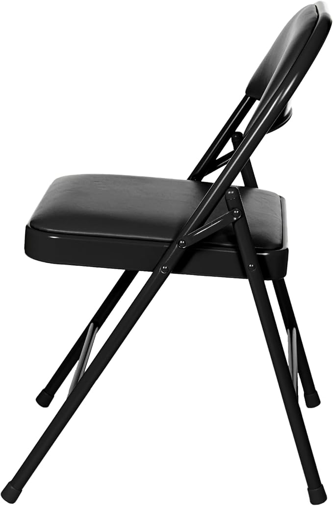OEF Furnishings OEF950 Series Vinyl Padded Steel Folding Chairs (4-Pack, Black)