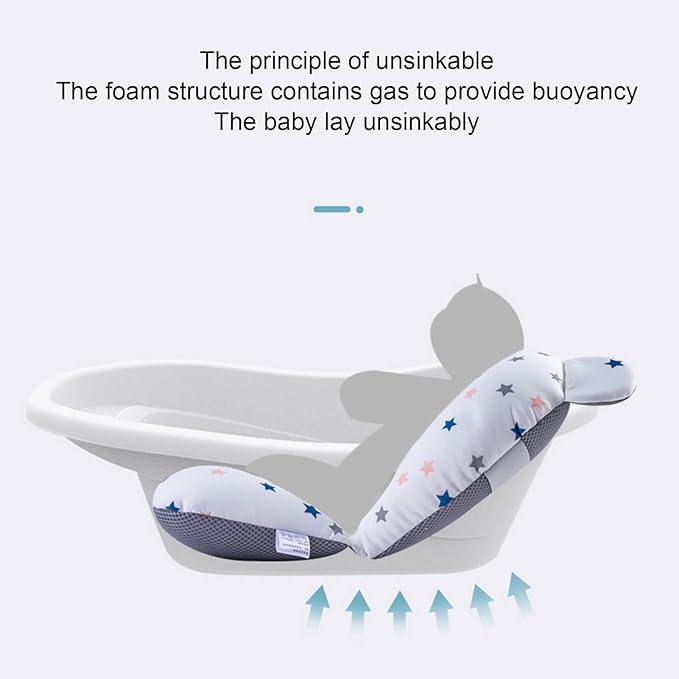 Baby Bath Cushion Pad Floating Foldable Adjustable Infant Bath Supporter Newborn Nonslip Bathtub Mat Infant Bath Supporter (Bear) Bath Cushion for Bathing Baby Bath Seats