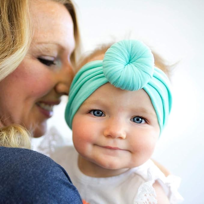 Qandsweet Baby Headbands Circle Bows Knotted Soft Silk Nylon Headwraps For Newborn Infant Toddlers Girl Kids