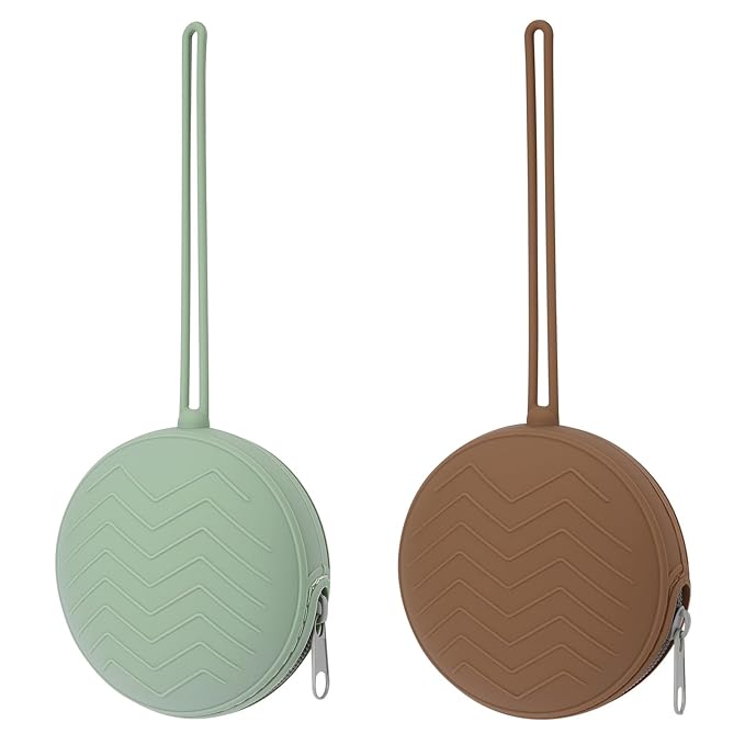 2 Pack Silicone Pacifier Holder Case, BPA-Free Silicone Pacifier Pouches for Baby Boys & Girls, Portable Case (Sage/Clay)
