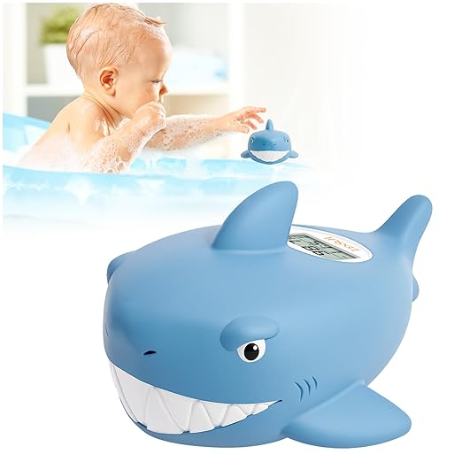 b&h Baby Bath Thermometer - Shark Thermometer for Water Temperature Monitoring, Digital Water & Room Temperature Reader, Safty Toddler Bathtub Floating Toy