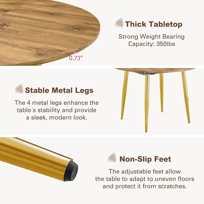 42" Round Dining Table for 4, 54" Oval Dining Table for 6, Extendable Kitchen & Dining Room Table with Metal Legs, Modern Rustic Space-Saving Adjustable Shape Dinner Table, Easy Assembly,Oak