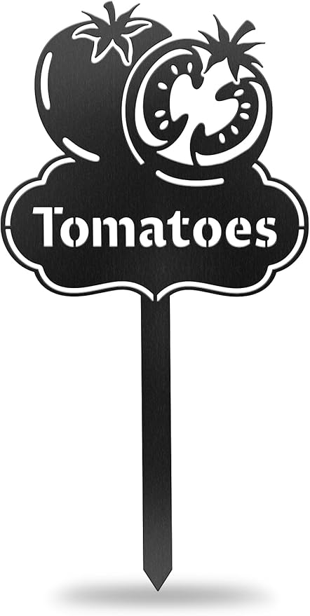 CUTHOLLOW Metal Plant Marker Stake Tomatoes for Outdoor Indoor, Waterproof 11.8 inch Cute Garden Plant Labels Sign Tag for Vegetables, Farmhouse Greenhouse Decor - Funny Gardening Gifts