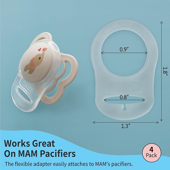 PUTSKA Pacifier Adapter Rings - Silicone Adapter for Pacifier Holder and Clip MAM-Compatible