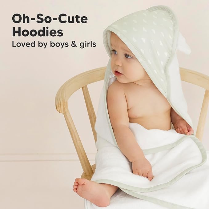 KeaBabies Hooded Baby Towel for Newborn - Viscose Derived from Bamboo Large Baby Bath Towels with Hood for Boys, Girls, Toddler, Extra Absorbent & Soft Newborn Bath Essentials (Rainbow, Regular)