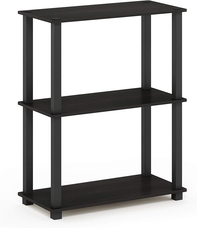Furinno Turn-S-Tube 3-Tier Compact Multipurpose Shelf Display Rack with Square Tube, Espresso/Black