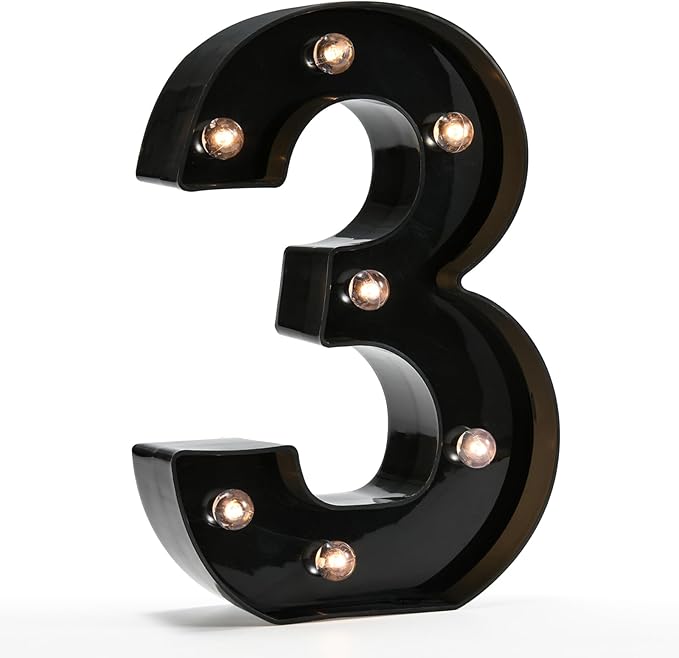 OYCBUZO Light Up Black Alphabet Marquee Number Sign LED Marquee Number Lights Sign for Night Light Home Bar Christmas Lamp Birthday Party Wedding Decoration 3