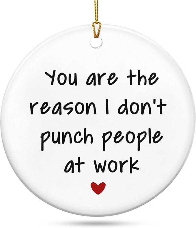 GEEMBI Christmas Ornaments Gifts for Coworkers - Ceramic Christmas Ornaments 2025 for Tree Decorations - Coworker Gifts for Friends Women Men - Funny Office Gift for Coworkers, Xmas Decorations