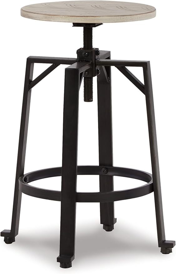 Signature Design by Ashley Karisslyn Urban Industrial Counter Height Barstool, 2 Count, Whitewash & Black