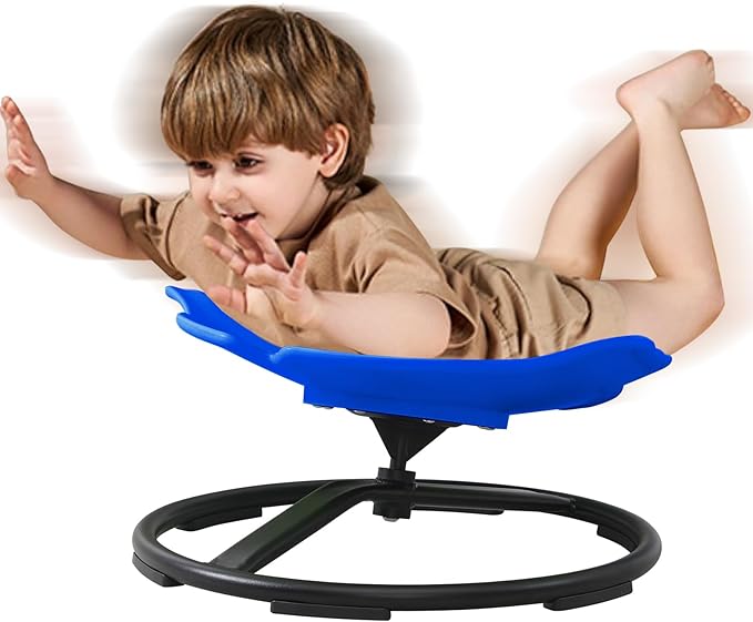 Sensory Spinning Chair for Kids with Autism, Fish-Shaped 360° Swivel Seat, Toddler Sit and Spin ADHD Chair for Autistic Children, Sensory Room Must Haves, Improves Balance & Motion Relief (Dark Blue)