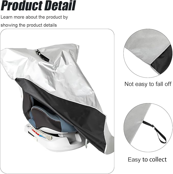ZIMISI Car Seat Sun Shade Cover, Portable Reflective Infant Automotive Seat Heat Protector Keep Toddler Seats at Cool Temperature, Baby Car Seat Cooler Blocks UV/Sunlight (2PCS)
