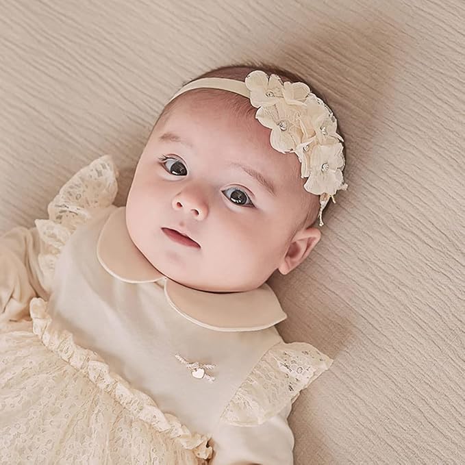 Lace Flower Bow-knot Baby Girls Headband Birthday Infant Wrap Elastic Baby Turban Hairband for Newborn Infant Toddler Kids (Style 11)
