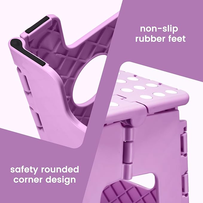 ACSTEP 13 Inch Folding Step Stool,Foldable Step Stools for Kids and Adults 300 LB Capacity, 300 LB Capacit Suitable for Kitchen Fishing (Light Purple)