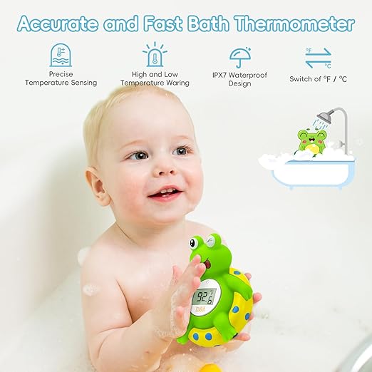 b&h Baby Bath Thermometer Frog - Easy to Read Display | BPA-Free| Fahrenheit or Celsius | Digital Water Temperature Thermometer for Newborns & Infants, Safe Floating Bath Toy