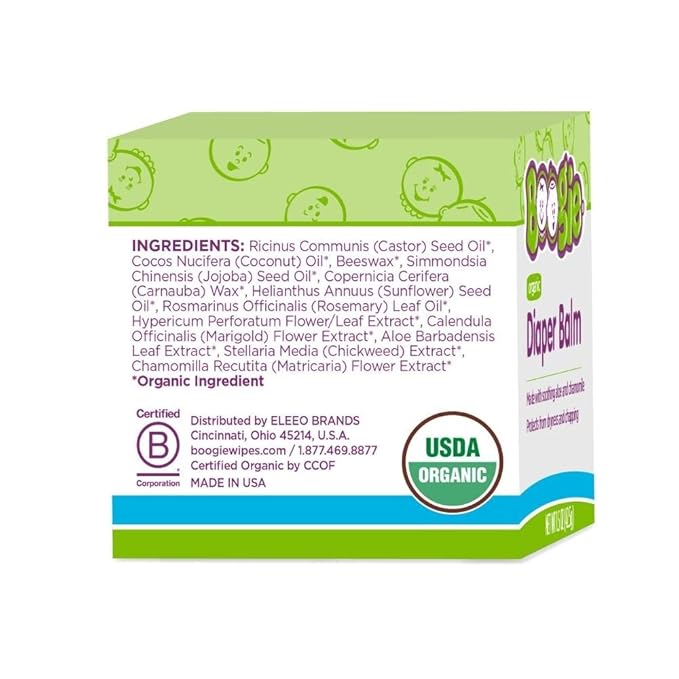 Boogie Diaper Rash Balm for Baby, USDA Certified Organic, Made with Naturally Derived Ingredients, 1.5 oz (Pack of 1)