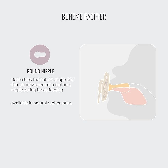 BIBS Pacifiers - Boheme Collection | BPA-Free Baby Pacifier | Made in Denmark | Set of 2 Woodchuck/Blush Color Premium Soothers | Size 6-18 Months
