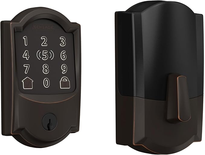 Schlage Encode Plus Smart Wi-Fi Lock for Front Door, Keyless Entry Deadbolt, Unlock with Apple Watch, Built-in WiFi and App Control, Easy Install, Alexa & Apple HomeKit Compatible, Aged Bronze