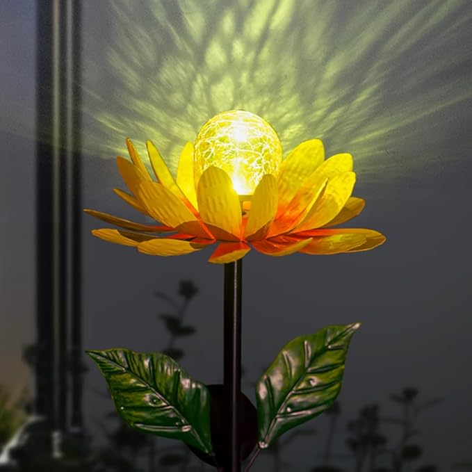 Solar Flowers Wind Spinners Outdoor,Sunflower Windmill for Yard Art Decor Lights Wind Pinwheels with LED Crystal Ball Spring Outdoor Decor for Garden Lawn Patio