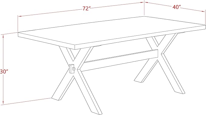 East West Furniture X727FL716-6 6 Piece Dining Set Contains a Rectangle Dining Room Table with X-Legs and 4 Dark Khaki Linen Fabric Parson Chairs with a Bench, 40x72 Inch, Multi-Color