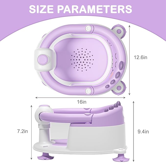 TPN Baby Bath Seat for Babies 6 Months & Up, Non-Slip Toddler Bath Seat with 5 PCS Waterproof Emoji Stickers, Portable Infant Bath Seat for Baby(Lavender)