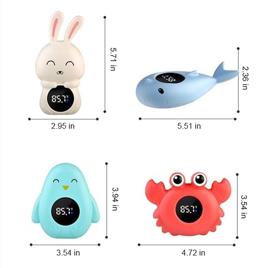 Baby Bath Thermometer, Digital Tube Floating Thermometer, Temp Warning Water Temperature Thermometer, Cute Cartoon Water Temperature Monitoring for Newborns, Infants (Crab Green)