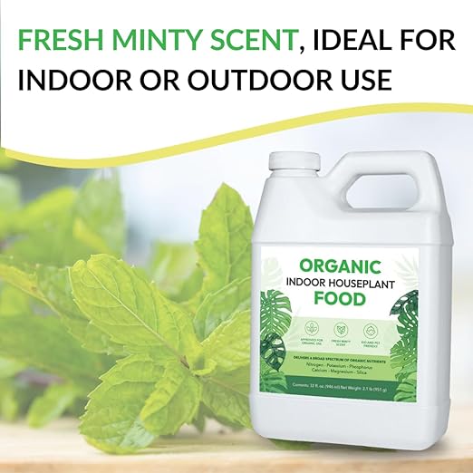 Organic Indoor Houseplant Food - Use on All Live Indoor Plants, Orchids, and Succulents | Concentrated Liquid Fertilizer Alternative (32oz, Mixes to 32 Gallons)