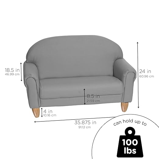 Children's Factory As We Grow Sofa, Gray, CF805-314, Playroom Couch, Daycare Furniture, Kids Seating for Classroom, Flexible Seating for Elementary