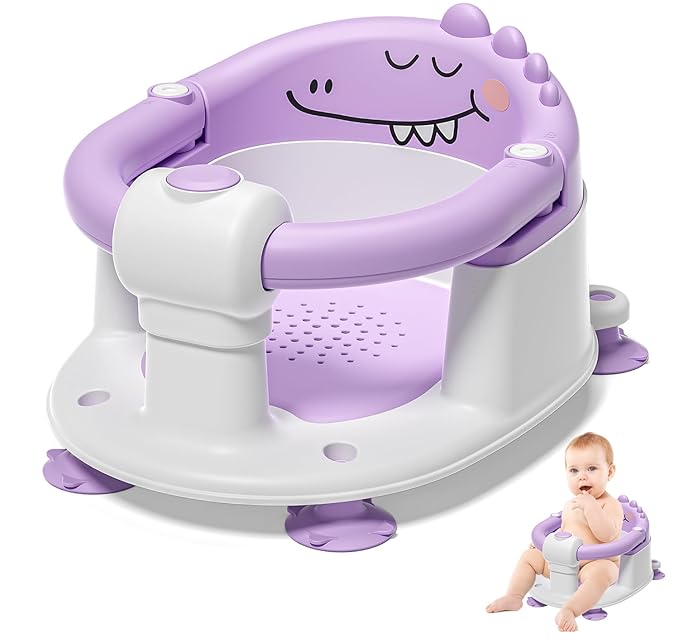 Baby Bath Seat for Babies 5 Months & Up - Non-Slip Bath Seat for Sitting Up, Soft Cushion & Compact Design, Toddler Bathtub Seat