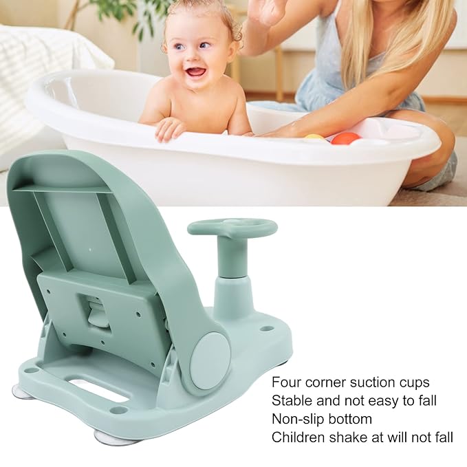 Baby Bath Seat - Infant Bathtub Seat for Sitting Up in The Tub, Baby Shower Chair with Backrest Support, Suction Cups for 6-18 Months (Green)