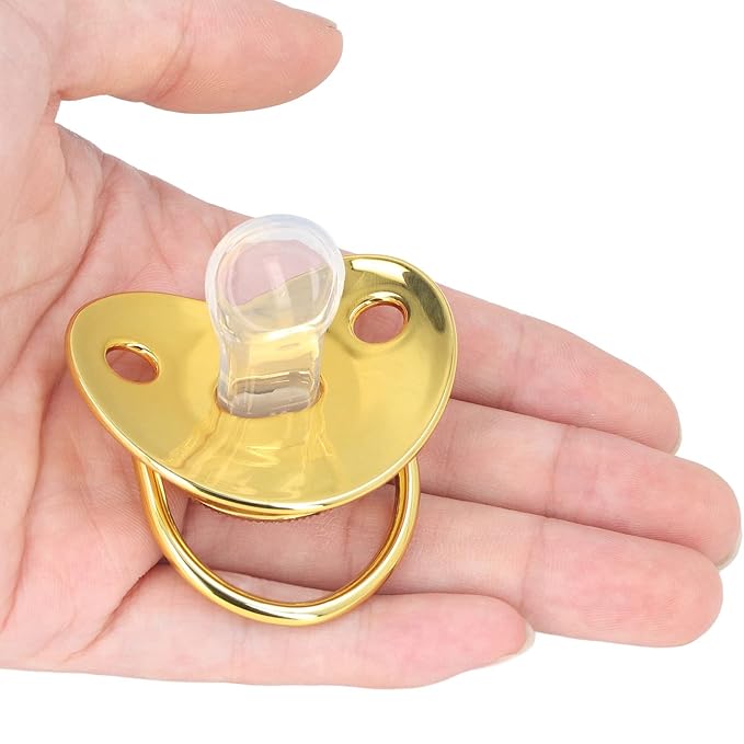Personalized Golden Letter Baby Pacifier with Bling Design, Clips, Anti-Dust Cover for Newborn Photography, Letter Z