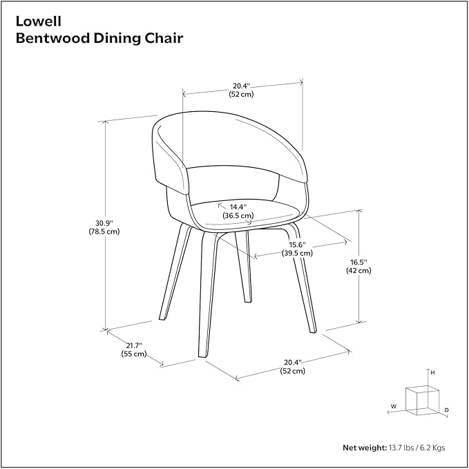SIMPLIHOME Lowell Dining Chairs - Upholstered Walnut Finish Bentwood Frame and Linen-Style Fabric Kitchen Chair in Charcoal Grey, Modern Dining Room Seating with Curved Back and Padded Seat