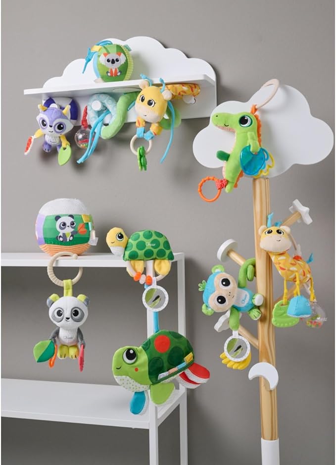 Chicco Mister Spiral Giraffe Baby Stroller Toy, Activity Spiral with Rattle, Ring, Mirror, Baby Toys Pendant, Babies 6 Months, Giraffe Multicolor