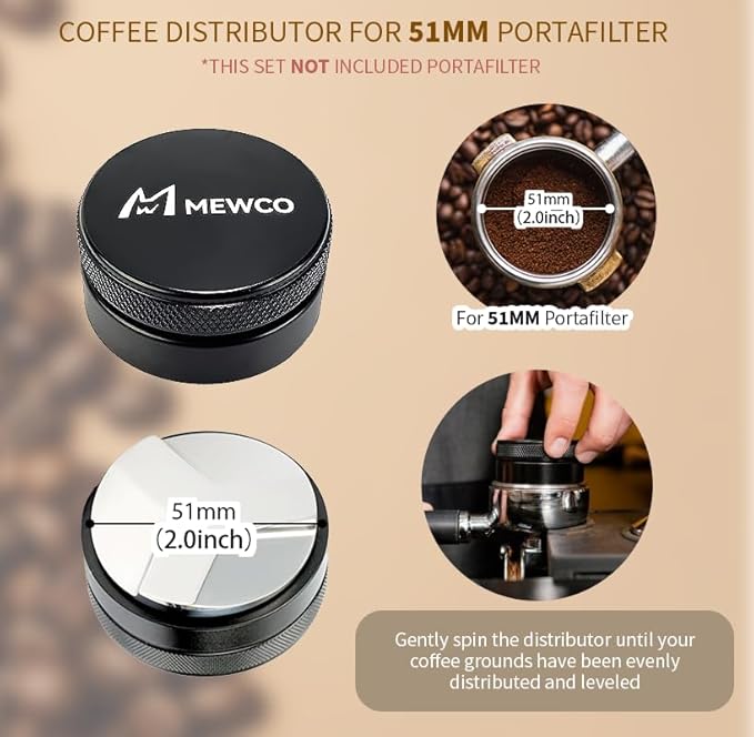 7 Pack Espresso Tamper Station&Coffee Distributor Tamper&Espresso WDT Stirrer&Coffee Tamping&Brush&Coffee Dosing Funnel&Espresso Puck Screen, Multipurpose Tools for Bar Home Office (51 mm)