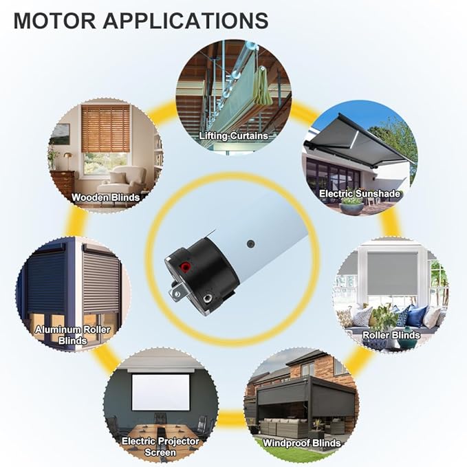 DC24V Motorized Remote Control Roller Shade Motor Kit, 45mm Brushless Electric Blind Motor for Outdoor Awning & Windproof Shades, Heavy Duty Automation (50 N.m for Φ74mm（3"） Round Tube)