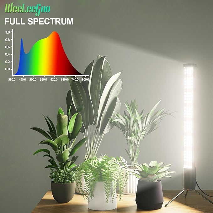 T10 Vertical Grow Light, 6000K Full Spectrum Desktop Plant Light 16.7",Hung or Stood, with 3 Modes & 5 Dimming Levels, Suitable Small & Medium Plants Indoors, Auto On Off Timing 4/8/12/18Hrs (1)