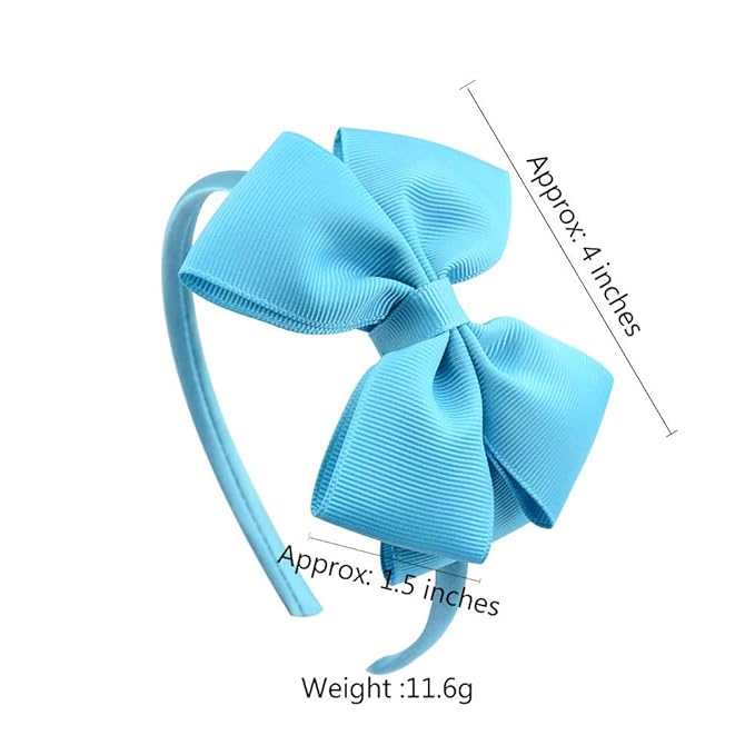 Baby Girl's 4 Inch Double Layer Bow knot Headband Pure Color Ribbed Band Hair Hoop (Lotus Root Pink)