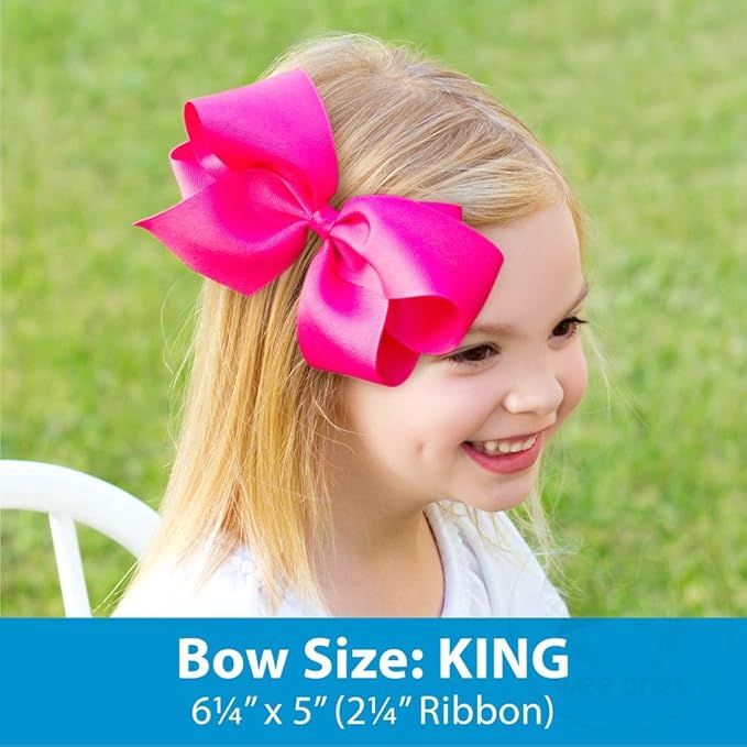 Wee Ones Girls 2 Pack Grosgrain Hair Bows with Plain Wrap Centre on a Wee Stay No Slip Clip, King, Black