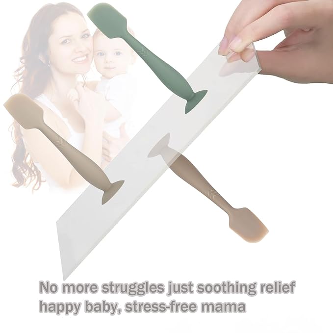 Baby Diaper Cream Spatula - Baby Diaper Rash Cream Applicator for Butt Paste Diaper Cream - Newborn Essentials (green, gray, white)
