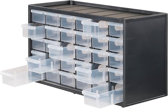 CRAFTSMAN Storage Organizer, 30 Small Drawer Modular Storage System, Easily Stackable (CMST40730), Plastic, Black, White