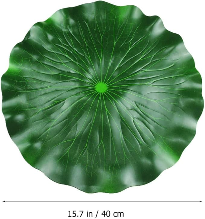 DOITOOL 3 Pcs Artificial Floating Foam Lotus Leaves 15.7 Inch Artificial Water Lily Pads Ornaments for Patio Fish Pond Pool Aquarium Decor, Green