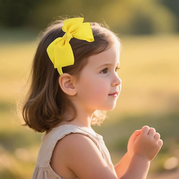 7Rainbows Fashion Cute Yellow Bow Headband for Girls Toddlers.