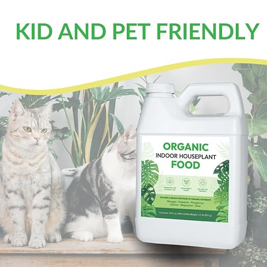 Organic Indoor Houseplant Food - Use on All Live Indoor Plants, Orchids, and Succulents | Concentrated Liquid Fertilizer Alternative (32oz, Mixes to 32 Gallons)