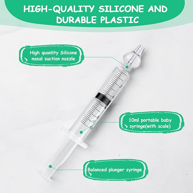Aolso Baby Nasal Irrigator, 2PCS Nasal Syringe for Baby, Syringe Nasal Irrigator with Tweezers & Cleaning Brush, Baby Nasal Aspirator with Silicone Nasal Suction Tips Portable Baby Nasal Syringe
