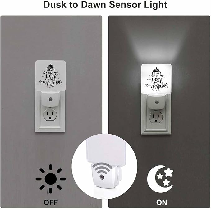 LED Night Light,Funny Sweet Home Saying LED Night Light Plug into Wall with Dusk to Dawn Light Sensor White Energy Efficient Nightlight for Bedroom Bathroom Hallway Living Room Kitchen
